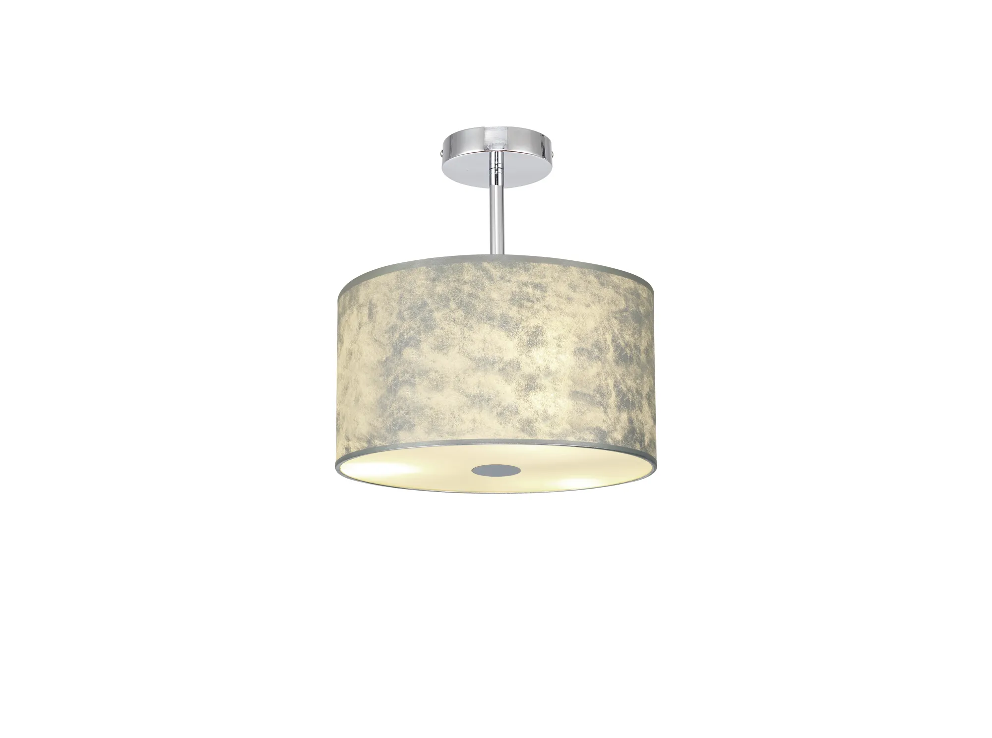 DK0784  Baymont 30cm Semi Flush 1 Light Polished Chrome; Silver Leaf; Frosted Diffuser